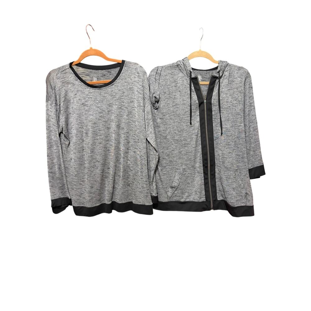 Tail 2 Piece Lounge Set Gray Heather Knit Top Zip Hoodie Women’s